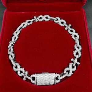 20 Inch Silver Iced Out Cross 9408